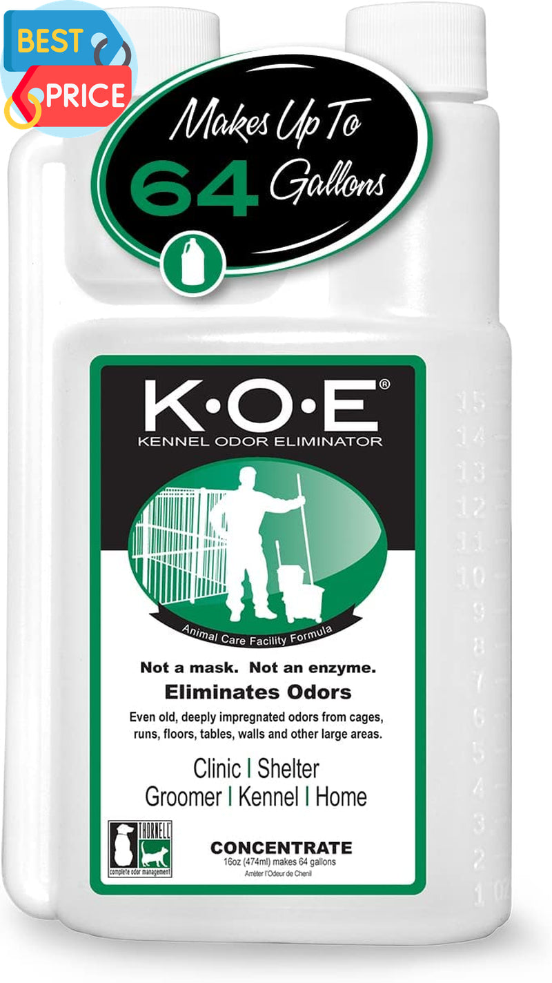 , KOE Kennel Odor Eliminator Concentrate, Great for Cages, Runs, Floors & More,